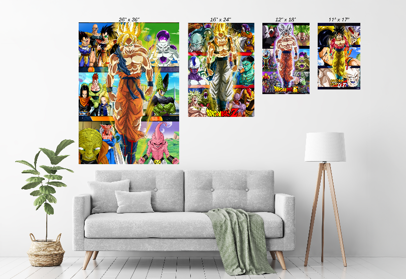 Super Saiyan Goku and DBZ villains collage – Full Set acrylic anime print