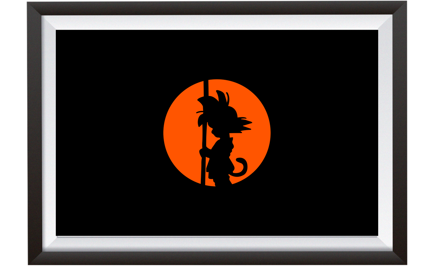 Alt: Iconic silhouette anime wall art of Kid Goku – 24x36 canvas