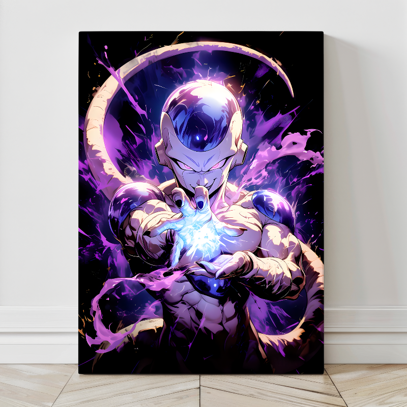 24x36 Frieza canvas wall print mid-blast in Dragon Ball Z power pose – Snapping Turtle Gallery