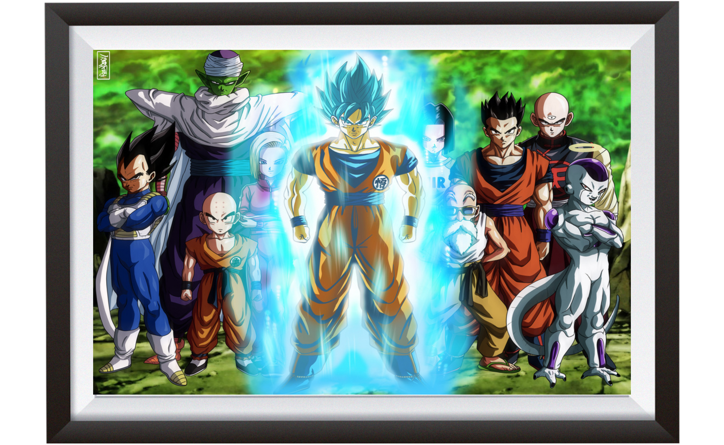Ten-character Dragon Ball team lineup featuring Goku and allies – 16x24 acrylic