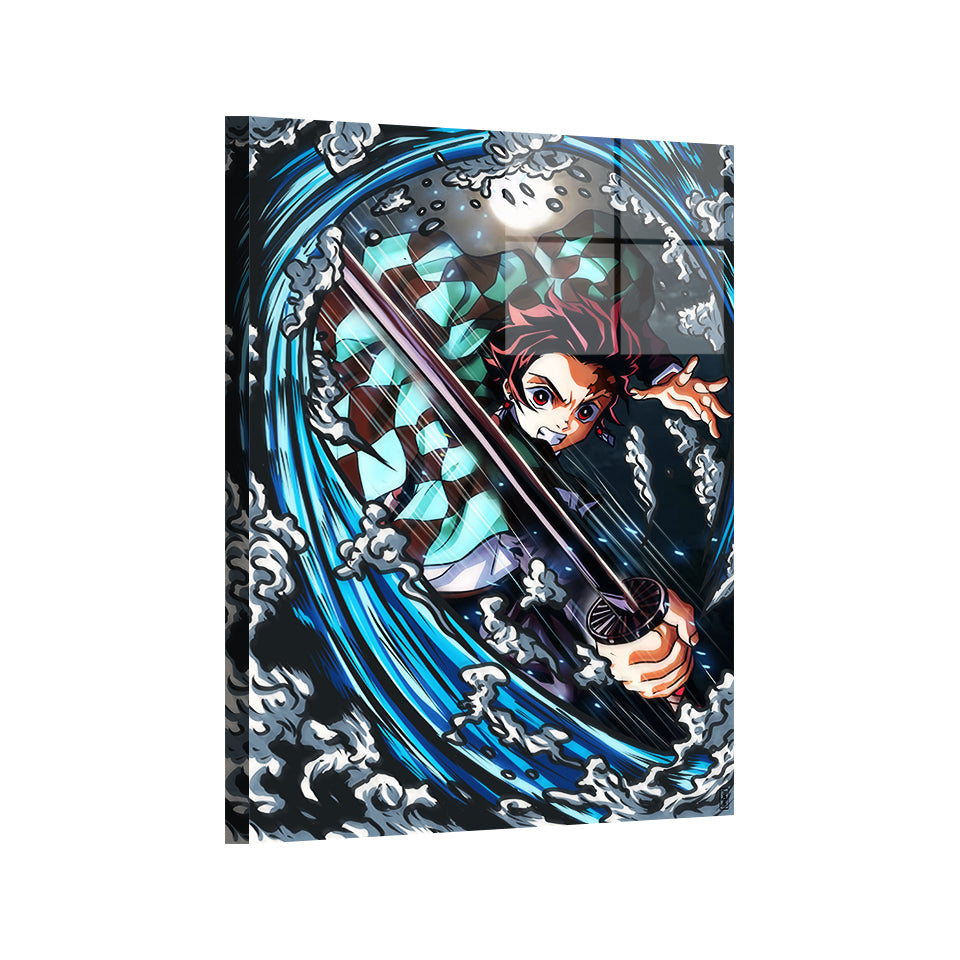 Water Breathing Fury Wall Art Metal Print – Tanjiro Demon Slayer by Ray Dash