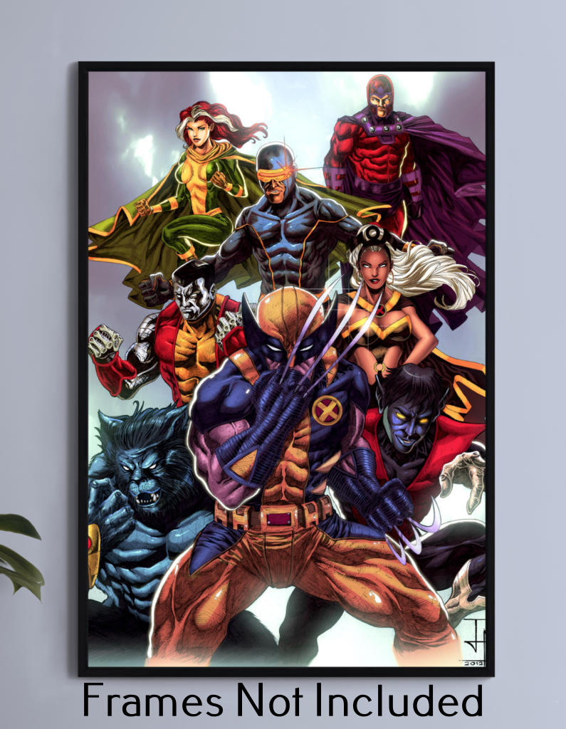Primary Image: X-Men wall art featuring Magneto, Wolverine, Cyclops, and other iconic mutants
