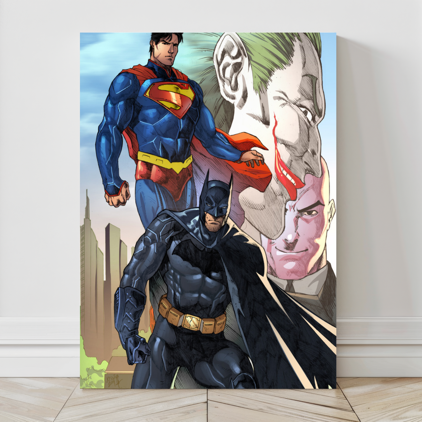 World’s Finest Showdown Wall Art Canvas Print – Batman, Superman, Joker & Lex by Jay Silva