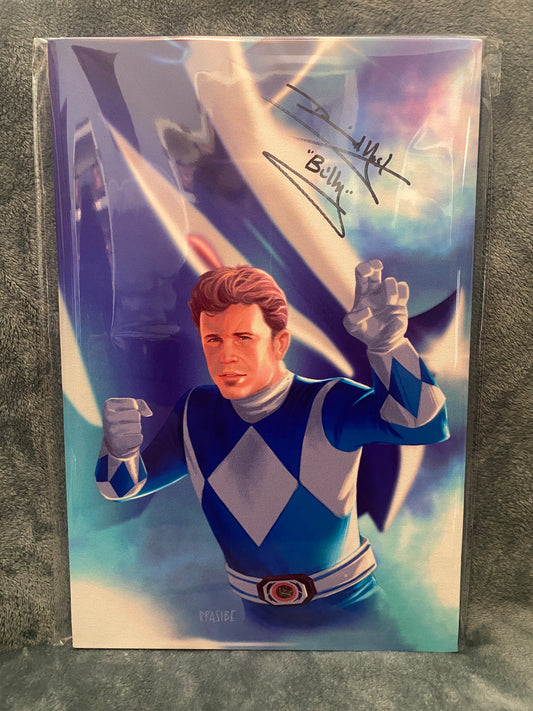Mighty Morphin Power Rangers Blue Ranger 12x18 Canvas signed by David Yost - Snapping Turtle Gallery