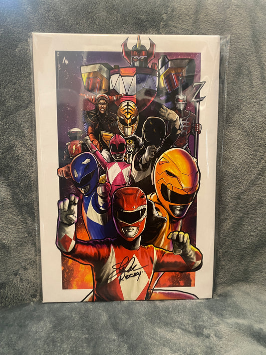 Mighty Morphin Power Rangers 12x18 Canvas signed by Steve Cardenas - Snapping Turtle Gallery