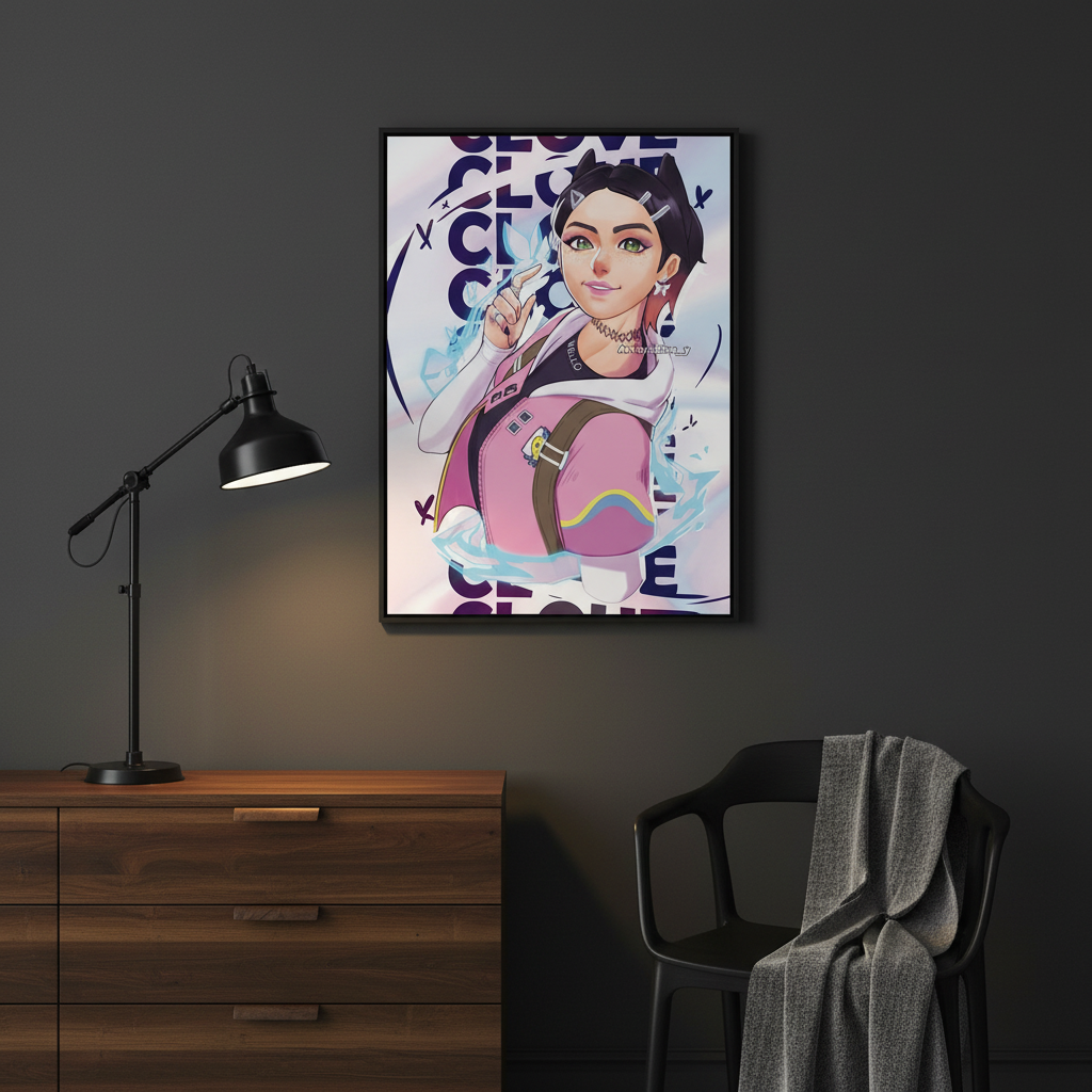 Clove artwork in dark moody room