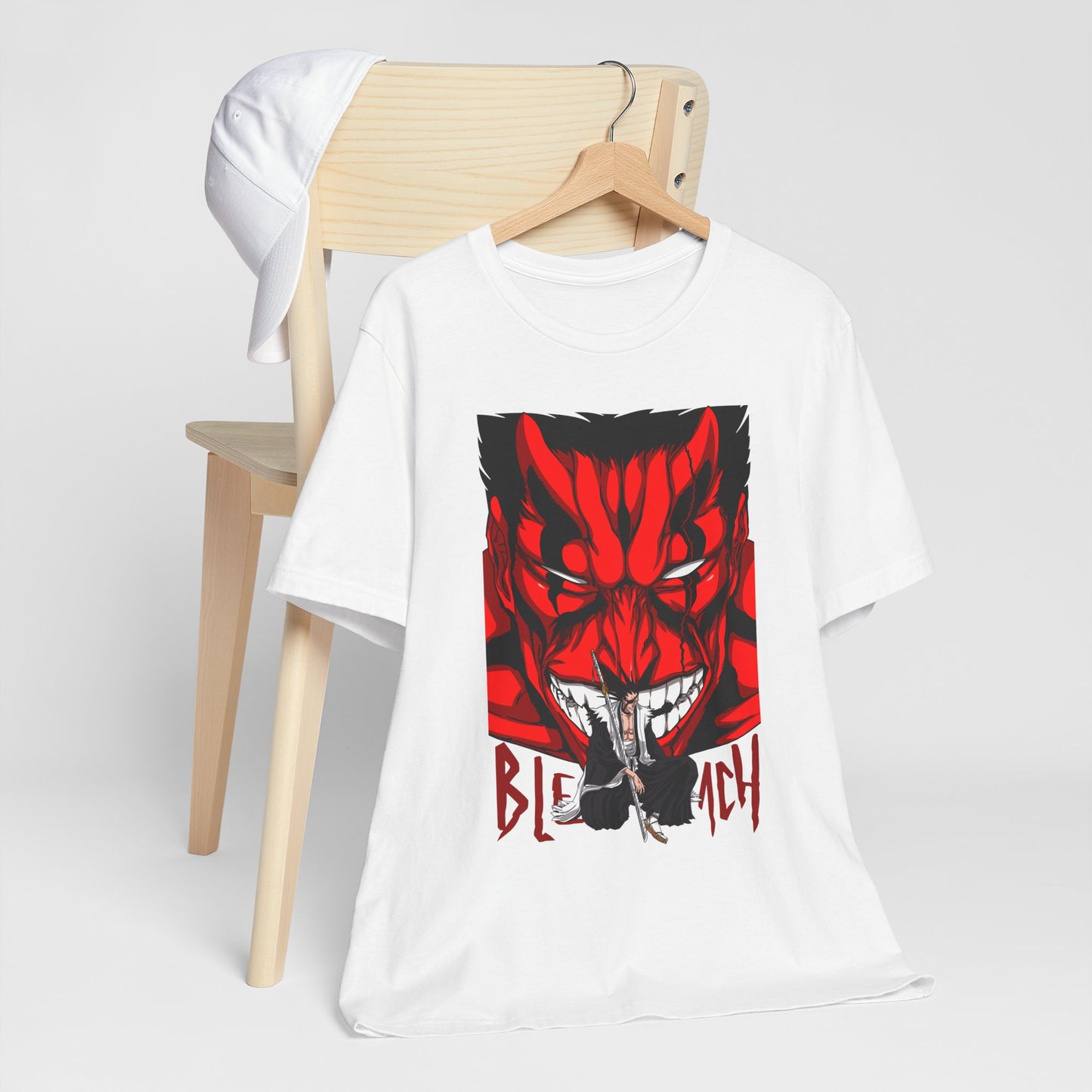 Alt: Crimson Demon Samurai Anime Shirt on white, flat lay display, anime graphic tee by Snapping Turtle Gallery