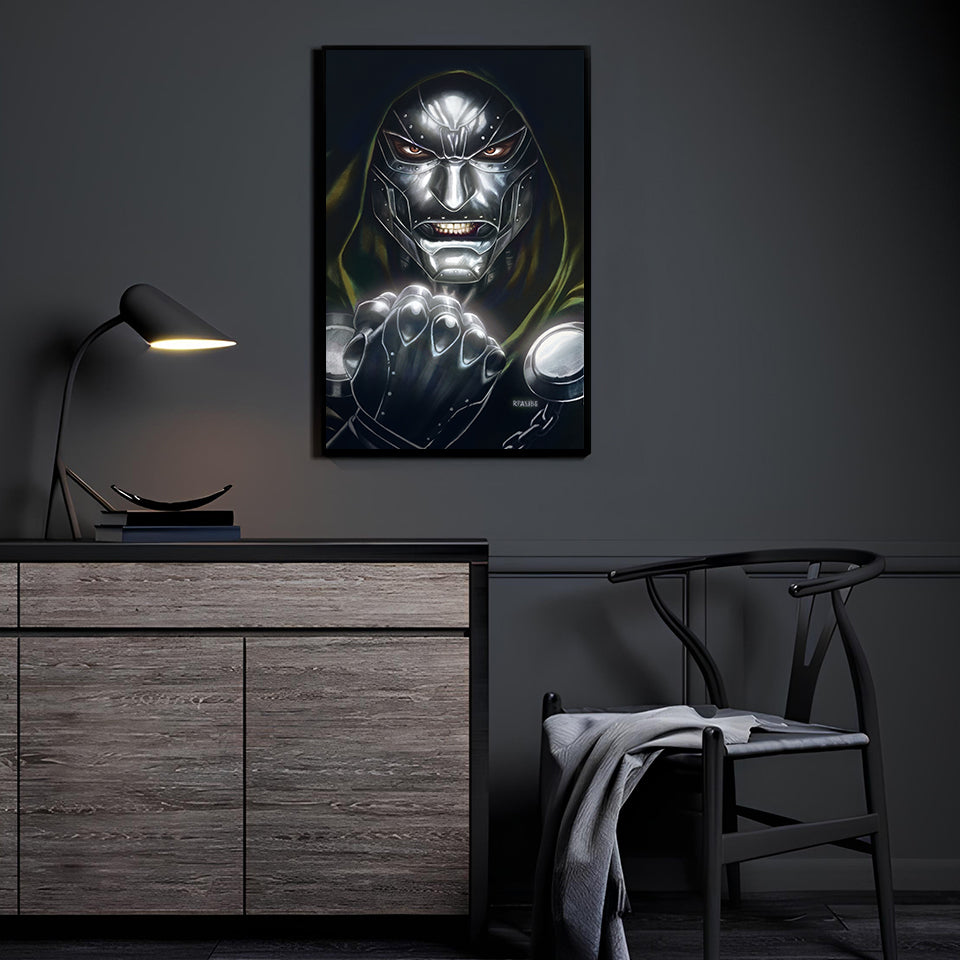 dr doom metal wall print 24x36 for marvel fans