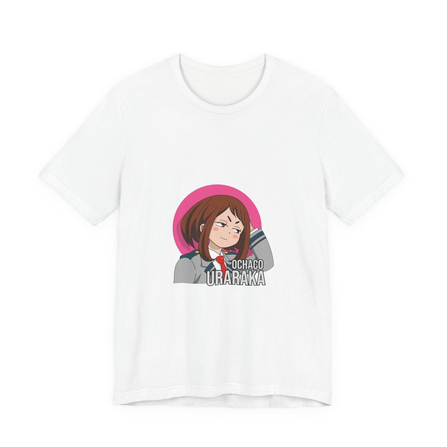 Alt: Gravity Hero Academy Anime Shirt on white, angled front view, anime streetwear by Snapping Turtle Gallery