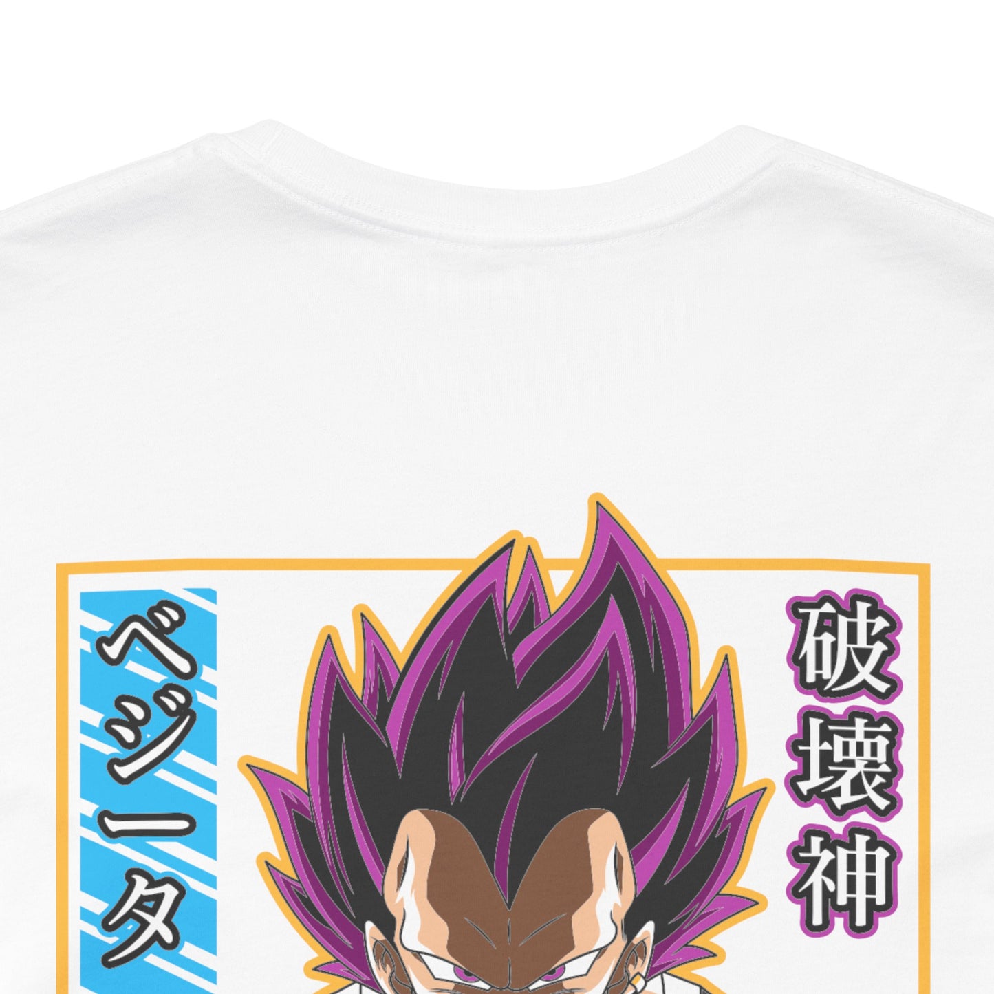 Alt: Hakai God Saiyan Anime Shirt on white, flat lay display, Dragon Ball inspired shirt at Snapping Turtle Gallery