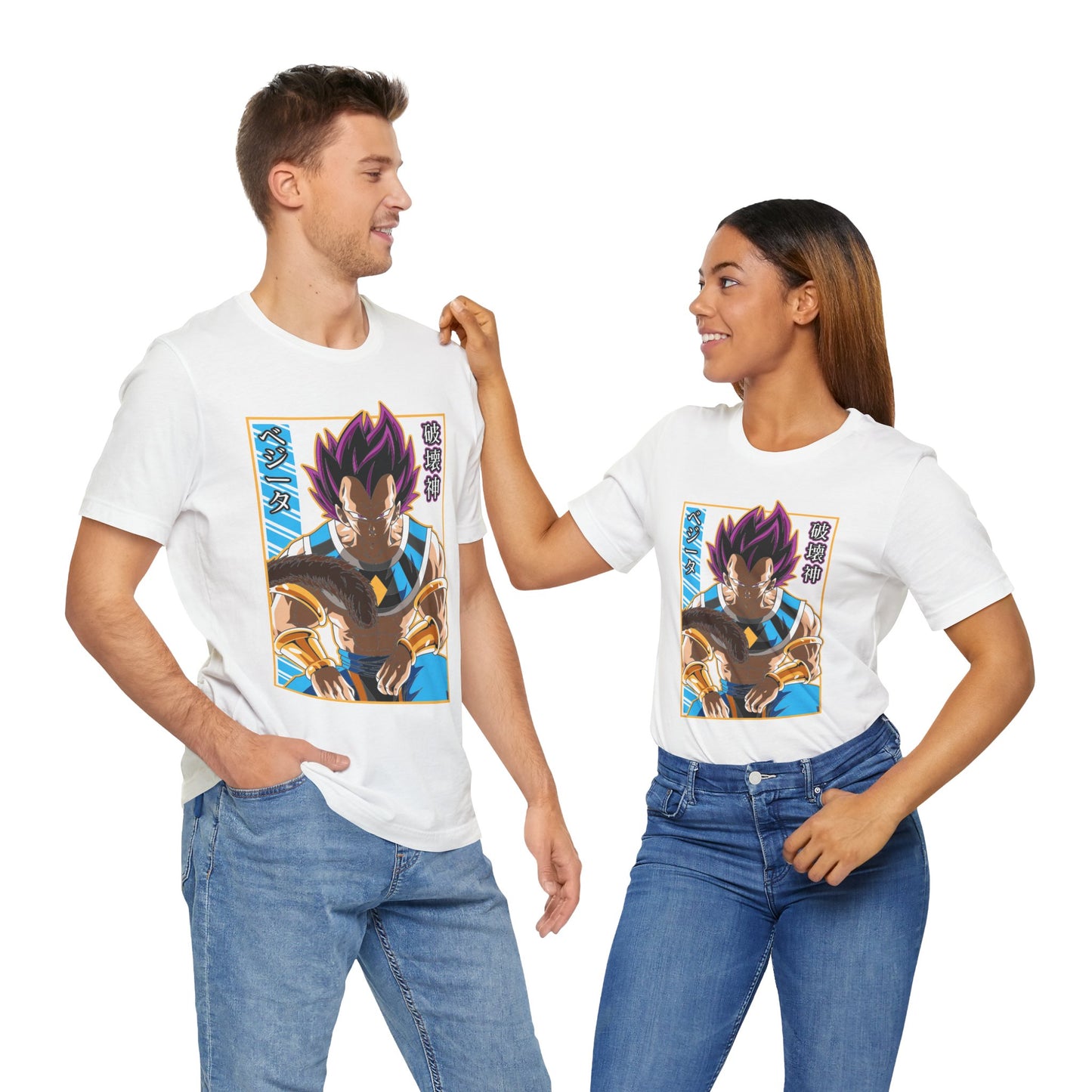Alt: Hakai God Saiyan Anime Shirt on white, folded display, anime graphic tee by Snapping Turtle Gallery