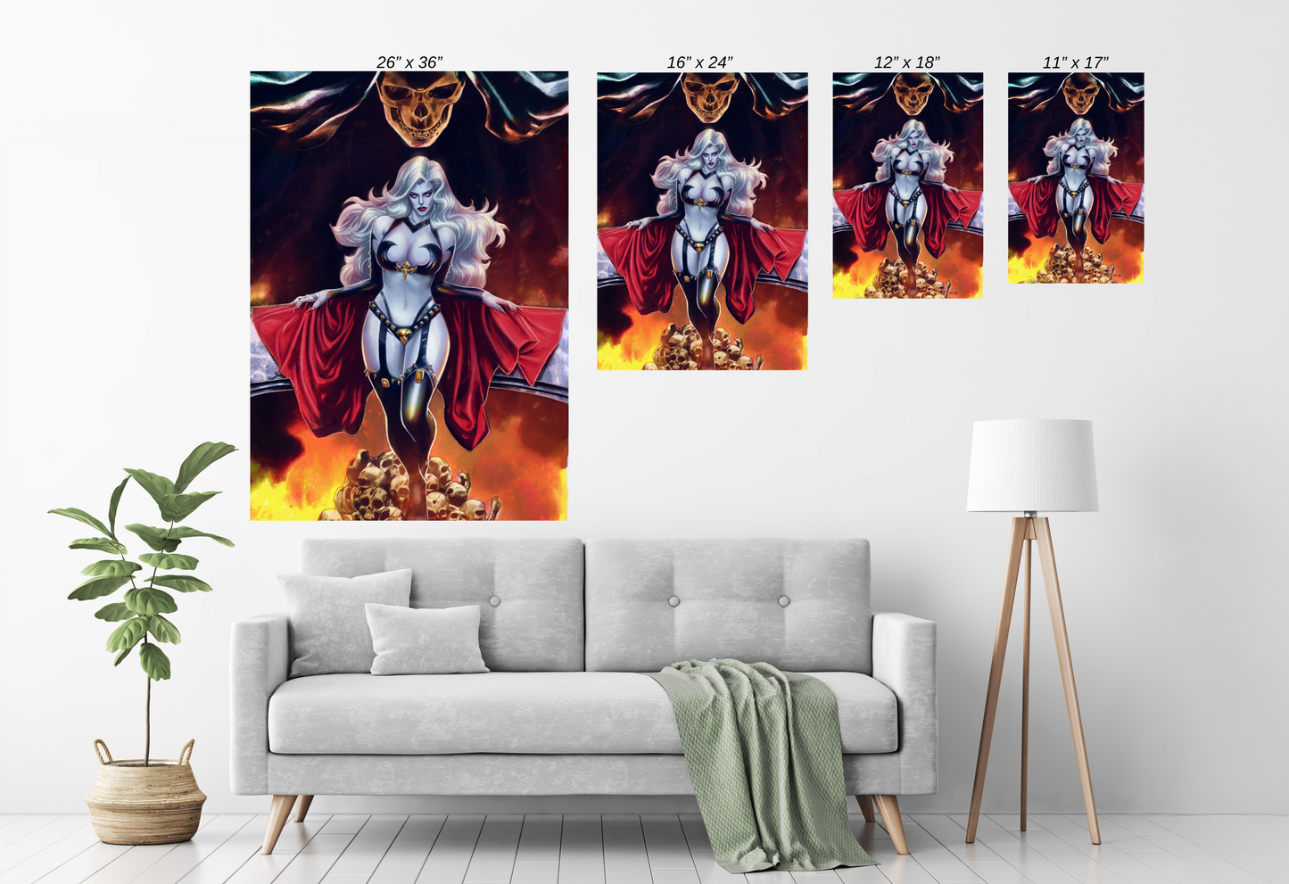 Hellfire Sovereign size chart Canvas Print– Dark Fantasy Comic Art