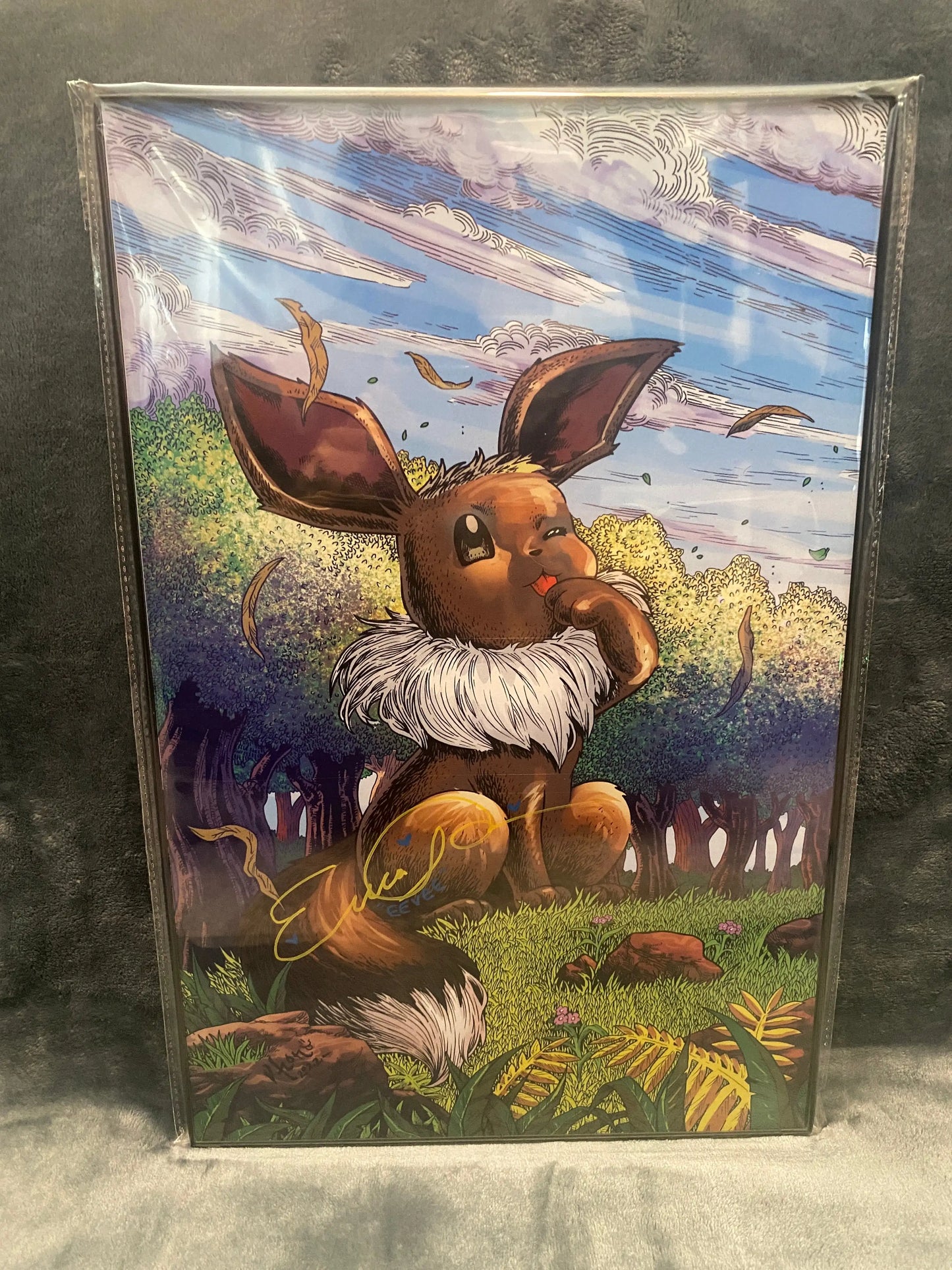 Framed Eevee 11x17 print Signed by Erica Schroeder