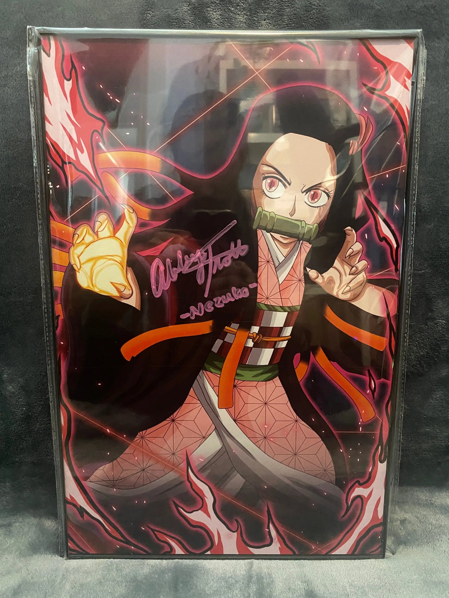 Framed Demon Slayer Nezuko 11x17 print Signed by Abby Trott