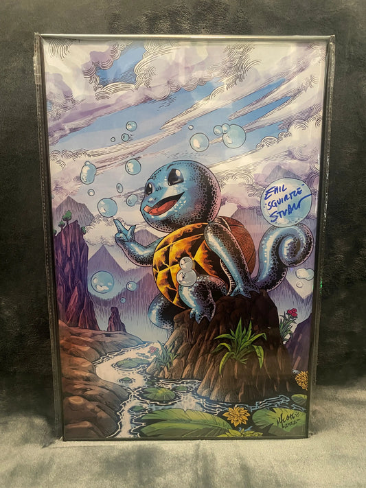 Framed Squirtle 11x17 print Signed by Eric Stuart - Snapping Turtle Gallery