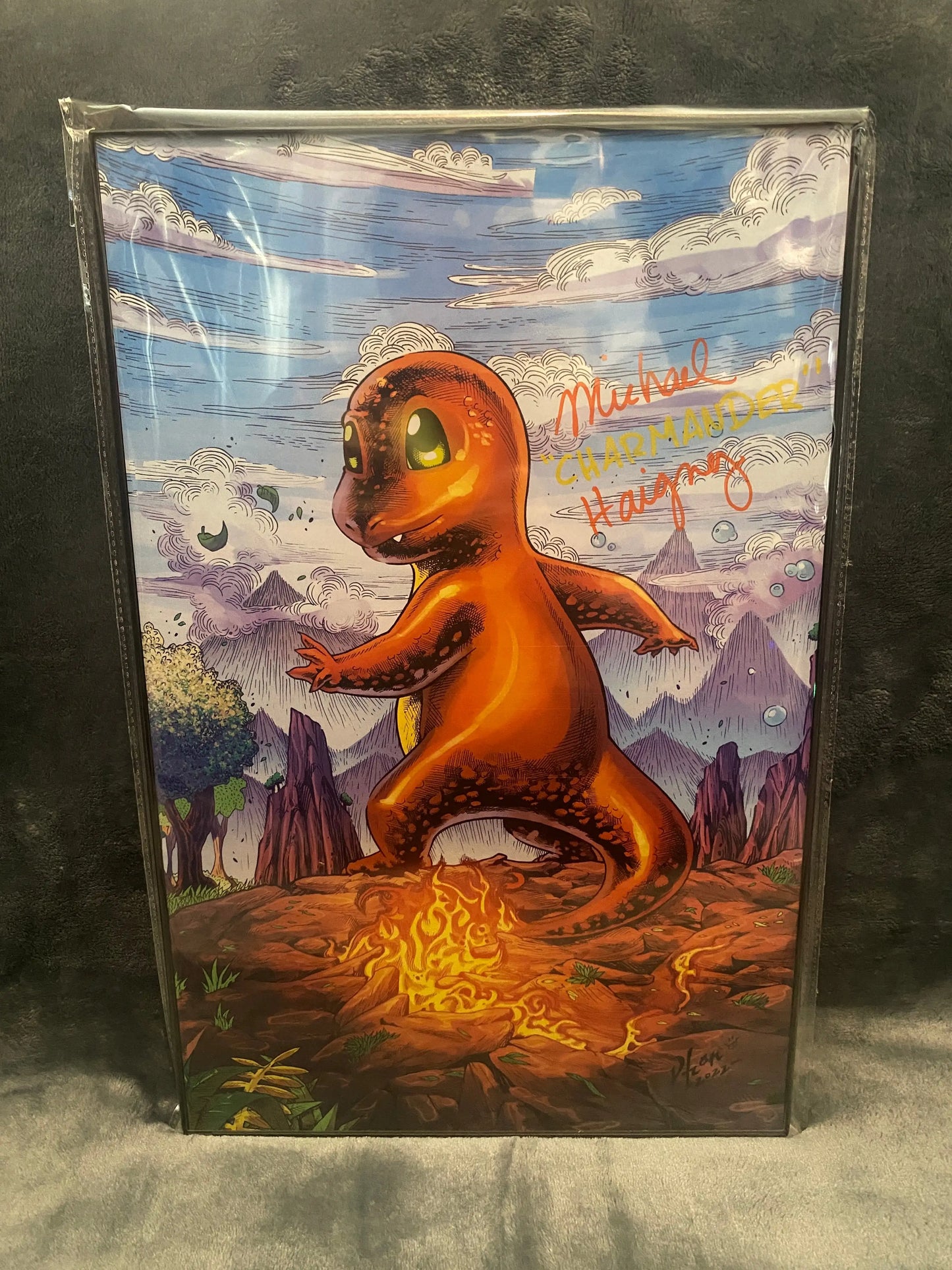 Framed Charmander 11x17 print Signed by Michael J Haigney
