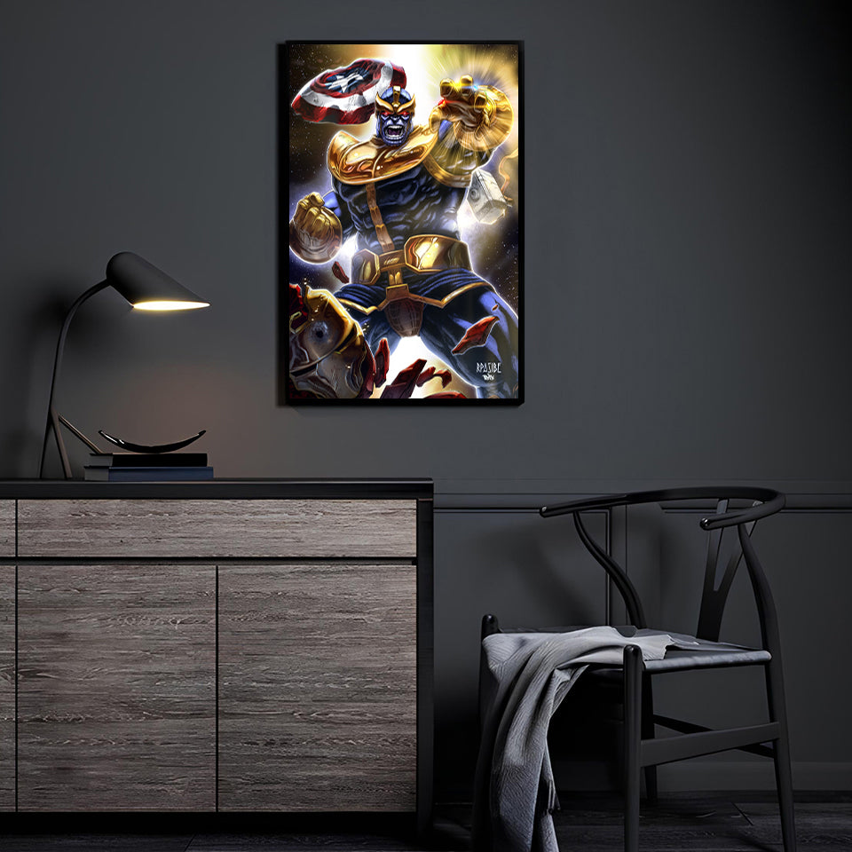 poster print of thanos with infinity gauntlet marvel artwork 11x17