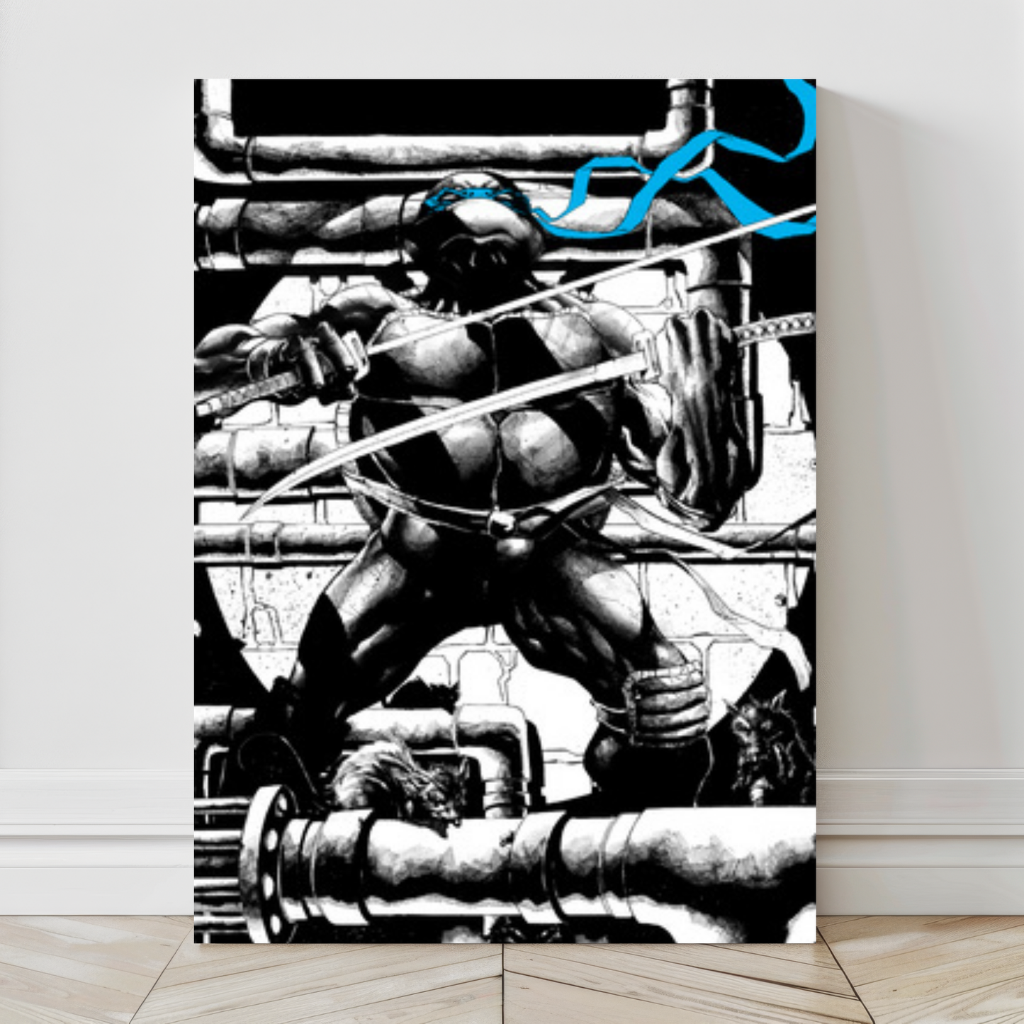 Shadow Blade Turtle Canvas Print 24x36 – Leonardo TMNT Gritty Art