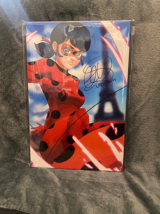 Miraculous Ladybug 12x18 Canvas signed by Cristina Vee - Snapping Turtle Gallery