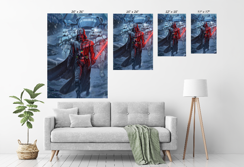 Sith Commander sci-fi wall art on Size Chart canvas from Snapping Turtle Gallery, collectible home theater decor.
