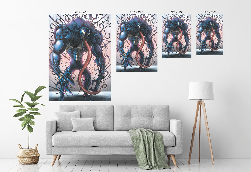 Symbiote Unleashed Canvas Print Size Chart– Venom Fan Art Print