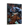 Venom and Carnage battle artwork by Ryan Pasibe – dynamic comic wall art showing Marvel’s symbiote enemies in an explosive clash, available as canvas, metal, acrylic, and poster print at Snapping Turtle Gallery.