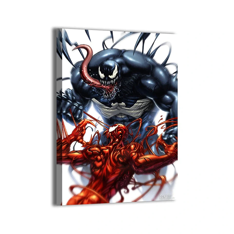 Catalog display mockup of Symbiote Reckoning, with Venom and Carnage against a pale background.