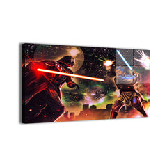 Star Wars wall art collection featuring Darth Vader, Luke Skywalker, Ahsoka, and the Jedi/Sith in posters, canvas, metal, acrylic prints, and lightbox frames