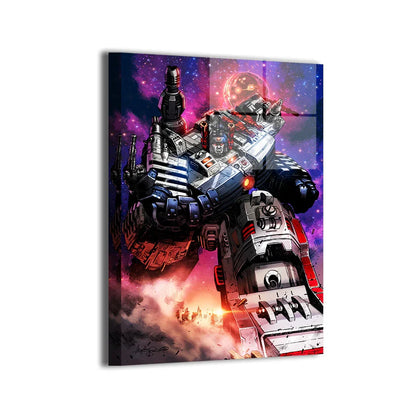 Transformers wall art featuring Optimus Prime, Bumblebee, Megatron, and the Autobots vs Decepticons in posters, canvas, metal, and acrylic prints