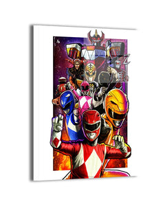 Power Rangers wall art featuring classic Rangers and Megazords—posters, canvas, metal, and acrylic prints