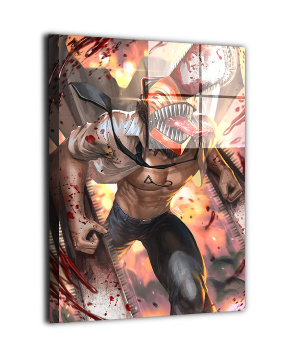 Chainsaw Man canvas prints featuring Denji in his transformed form