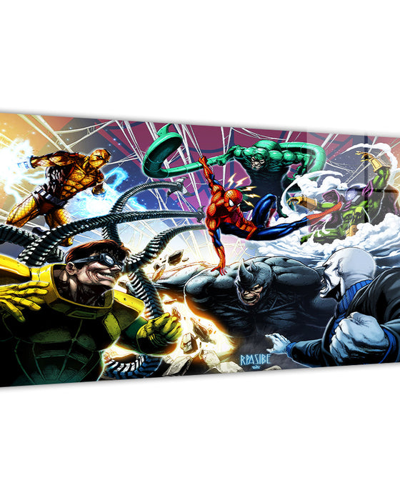 Sinister Six canvas prints featuring Spider-Man battling Marvel villains