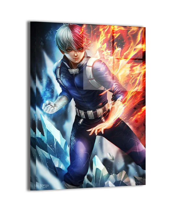 Shoto Todoroki canvas prints featuring his fire and ice powers