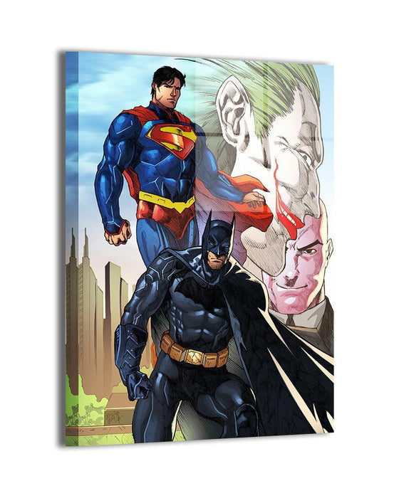 Batman Superman Joker and Lex Luthor Wall Art dye-sublimated metal print by Jey Soliva
