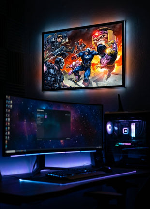 Captain America Shield of Legends wall art displayed in a gaming room