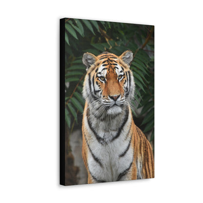 "Regal Stride – Prideful Tiger Wall Art on canvas, acrylic, and metal – front view featuring a tiger in a confident and commanding stance."

