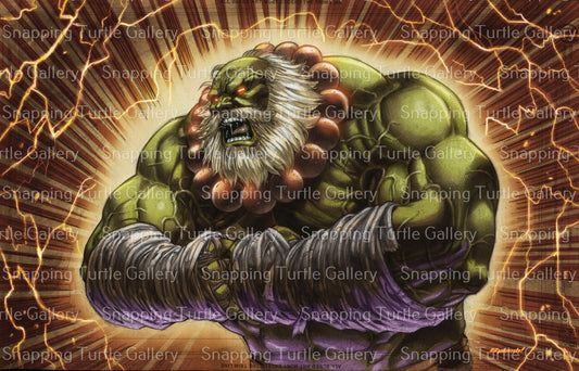 "Worldbreaker Legacy – Maestro Wall Art on canvas, acrylic, and metal – Maestro in throne-like pose, radiating power."


