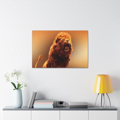 "Echo of the Wild – Roaring Lion Wall Art on canvas, acrylic, and metal – front view featuring a powerful lion mid-roar."
