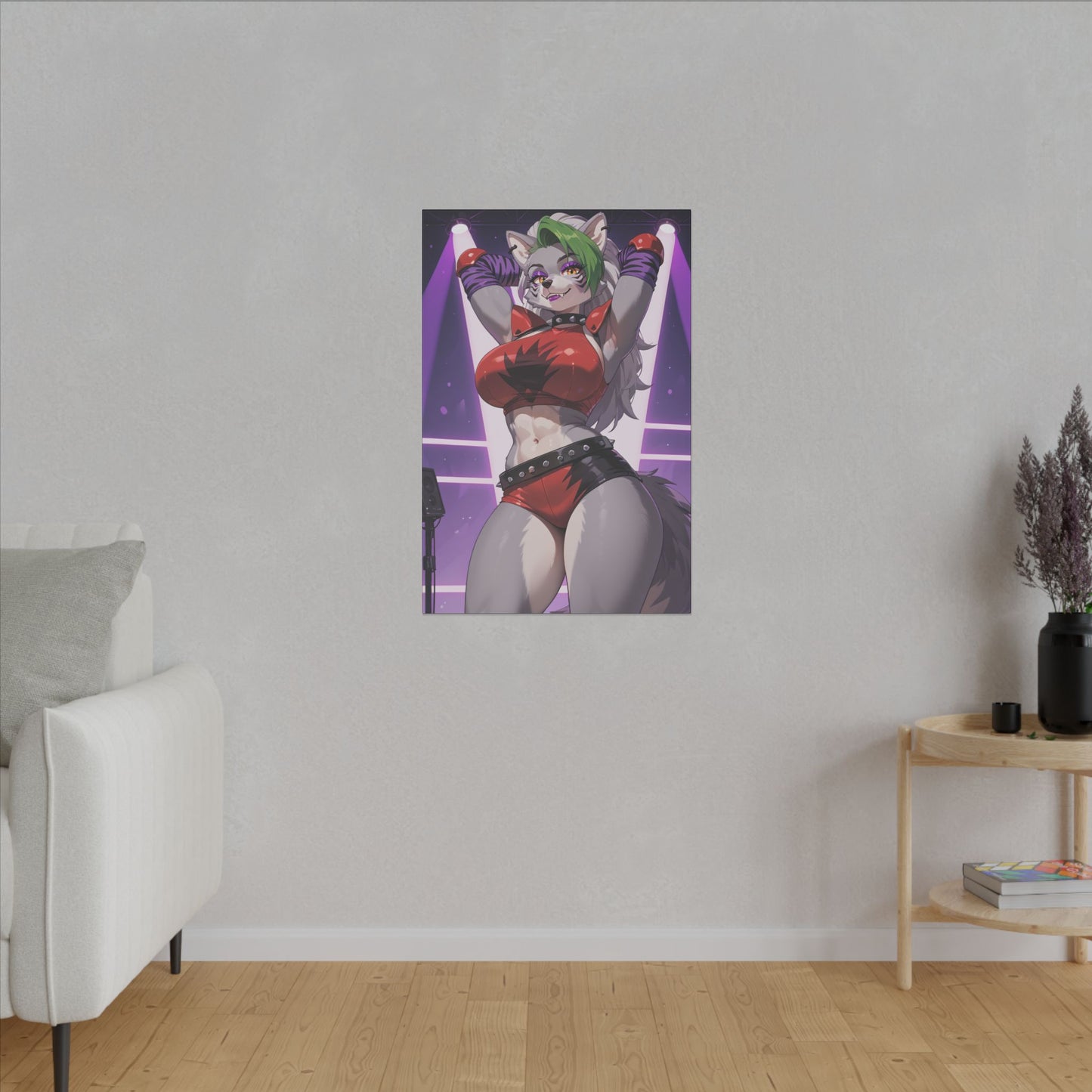 Sexy Roxanne Wolf Wall Art on premium canvas, acrylic, and metal – front view featuring Roxanne Wolf from Five Nights at Freddy’s