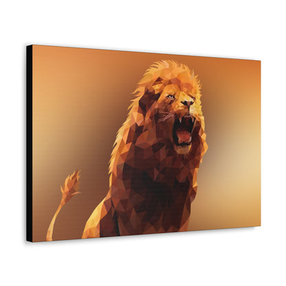 "Echo of the Wild – Roaring Lion Wall Art on canvas, acrylic, and metal – front view featuring a powerful lion mid-roar."
