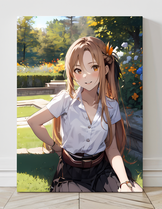 "Asuna Sword Art Online Portrait Wall Art on canvas, acrylic, and metal – front view featuring Asuna Yuuki in detailed anime portrait style"
