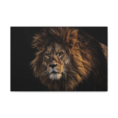 "Majestic King – Big Lion Wall Art on canvas, acrylic, and metal – front view featuring a powerful and detailed lion portrait."
