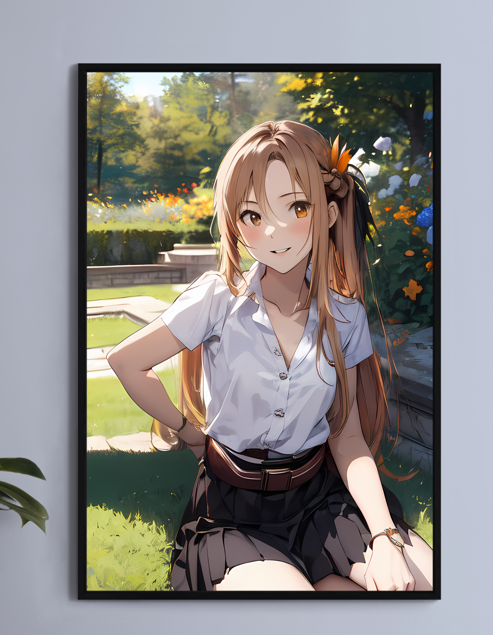 "Asuna Sword Art Online Portrait Wall Art on canvas, acrylic, and metal – front view featuring Asuna Yuuki in detailed anime portrait style"
