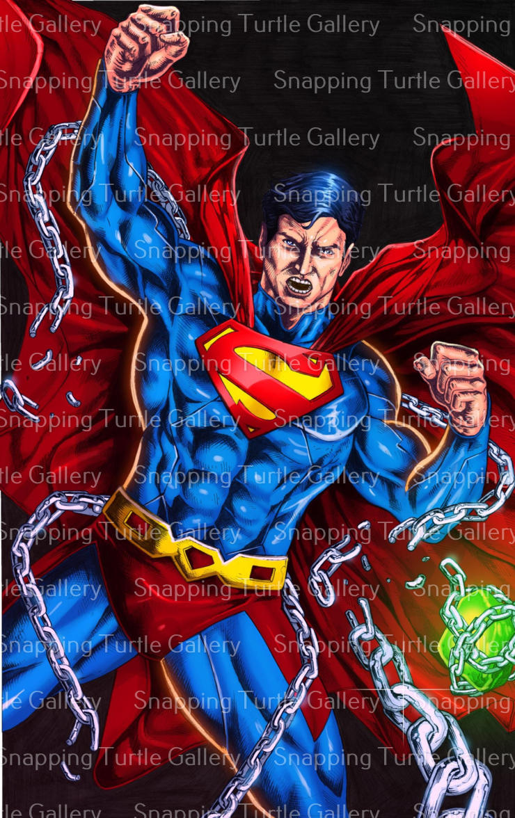 "Unchained Strength – Superman Wall Art on canvas, acrylic, and metal – Superman breaking steel chains with explosive force."

