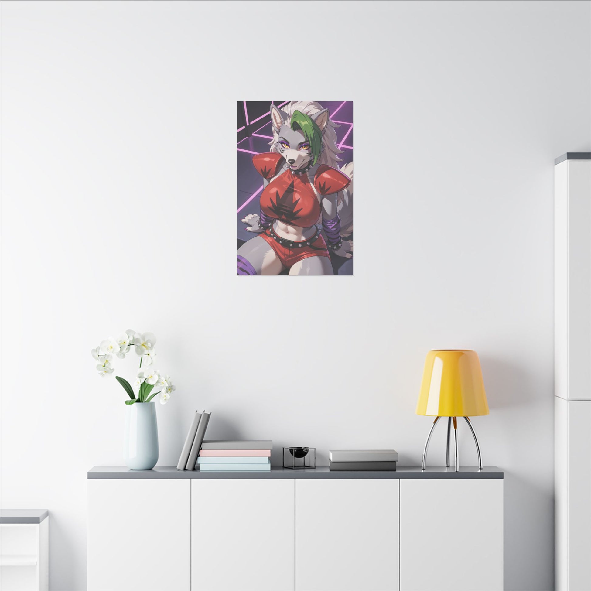 Sexy Roxanne Wolf Wall Art on premium canvas, acrylic, and metal – front view featuring Roxanne Wolf from Five Nights at Freddy’s