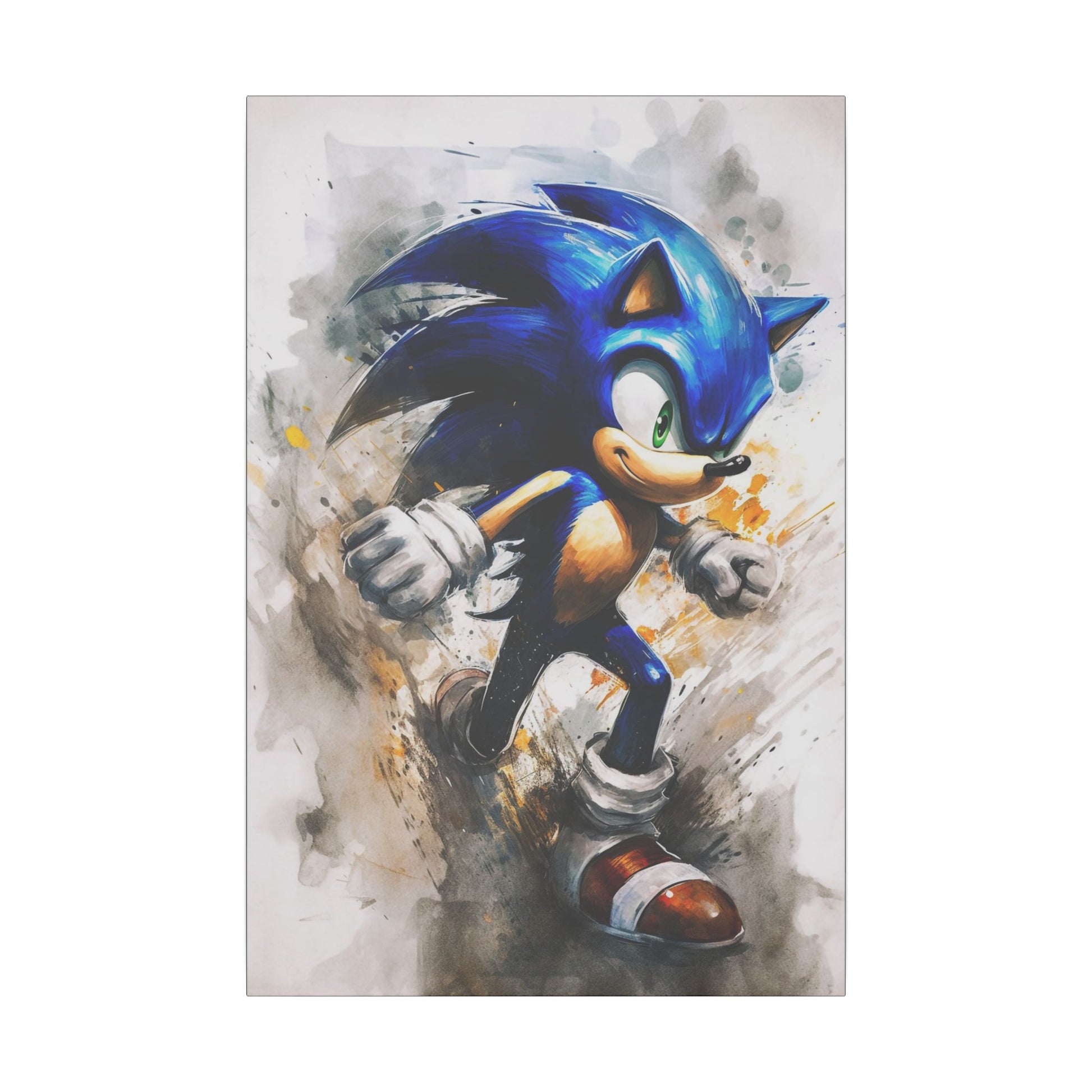 "Sonic the Hedgehog Retro Pop Art Wall Art on premium canvas, acrylic, and metal – front view featuring bold retro design"

