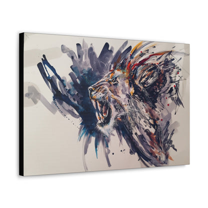 "Watercolor Majesty – Abstract Lion Watercolor Wall Art on canvas, acrylic, and metal – front view featuring a fluid and expressive watercolor lion."
