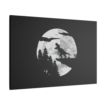 "T-Rex Silhouette Wall Art on premium canvas, acrylic, and metal – front view featuring a bold T-Rex silhouette"
