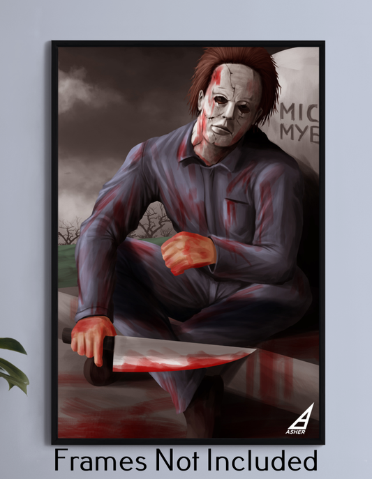 Silent horror killer in dark fog – 12x18 Halloween canvas print