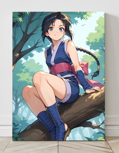 Makimachi Misao Rurouni Kenshin Wall Art on canvas, acrylic, and metal – front view featuring a detailed anime portrait of Misao in her traditional kunoichi attire.